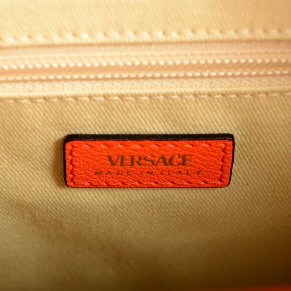 Versace Barocco Rafia & Leather Gold Medusa Medium Tote Handbag Shoulder Bag - Picture 7 of 9